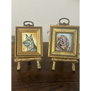 Signed Mini Dog Portraits Pair Sue Tushingham McXary Limited Ed 64/2000